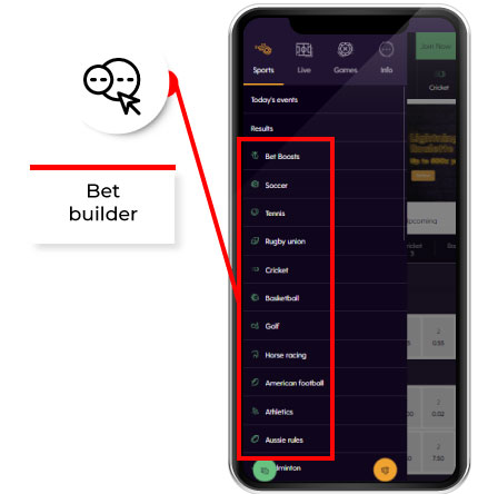 Bet builder option in bet co za app