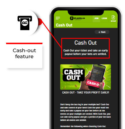 Cash out features in playa bet app