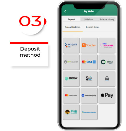Deposit methods from gbets mobile app