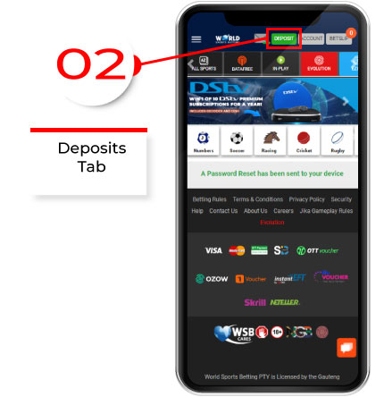 Click to the deposit tap on the wsb mobile site (or app)