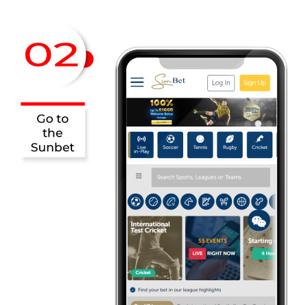 Go to the Sunbet website and visit the Android section