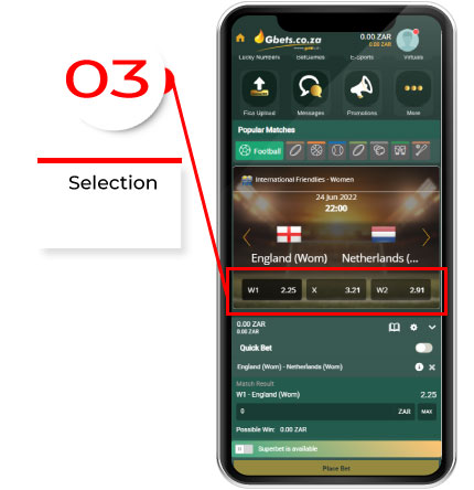 For more comfortable betting - download gbets application. Next, choose which betting options you want to bet on.