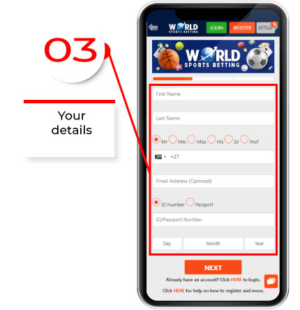 Fill the form for Register in wsb mobile site