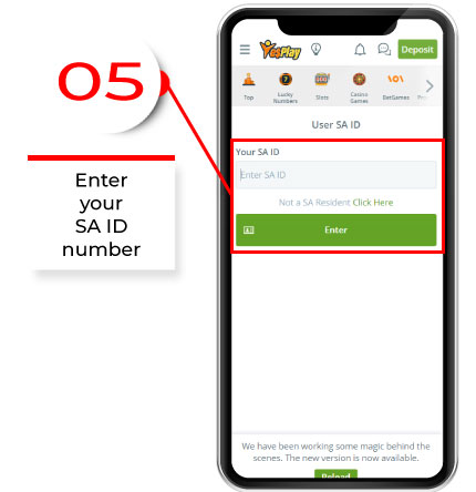 Enter your SA ID number in the space provided