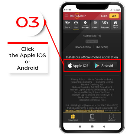 Click the Apple iOS or Android button