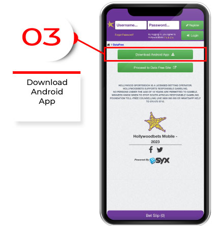 Add Hollywoodbets mobile version