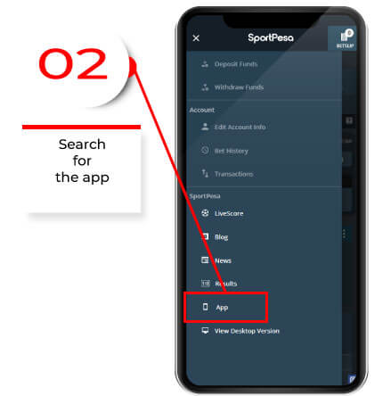 Search for the app