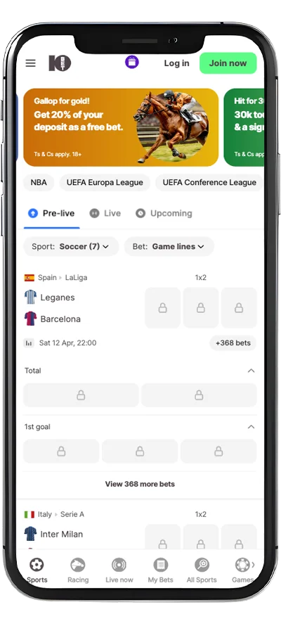 Choosing sports betting in the mobile app