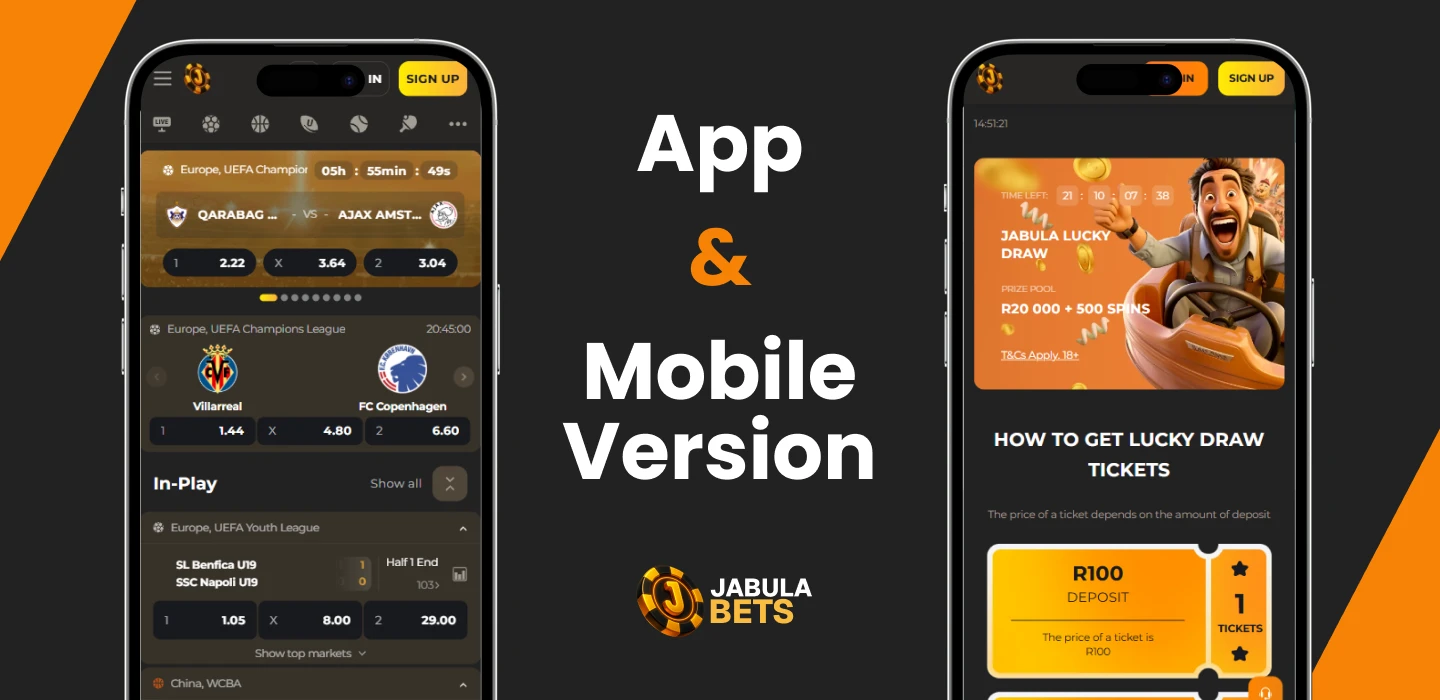 Comparison of the mobile version and mobile application Jabula Bets