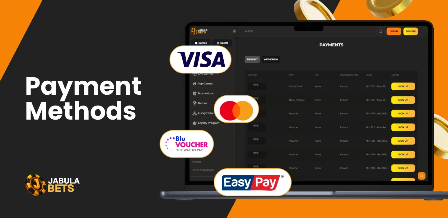 Available payment methods for South African casino players