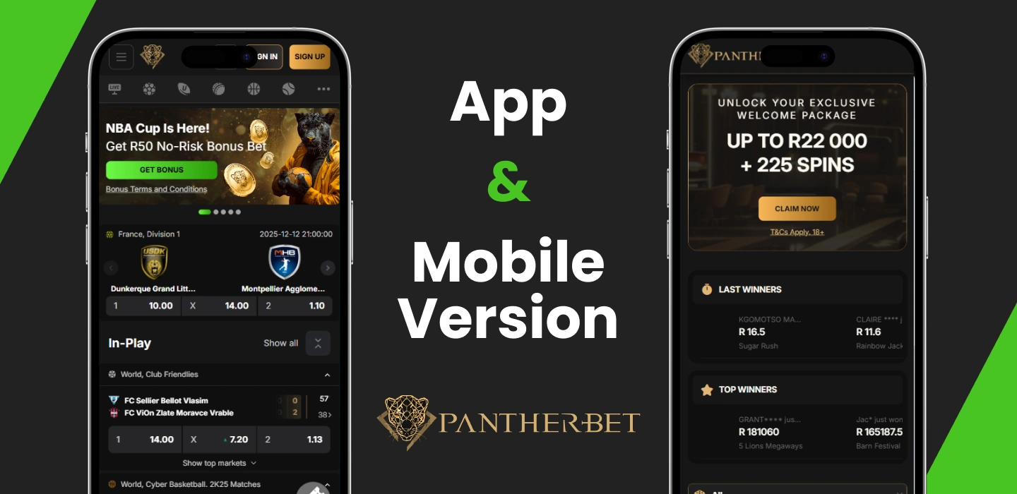 Comparison of the mobile version and mobile application Pantherbet